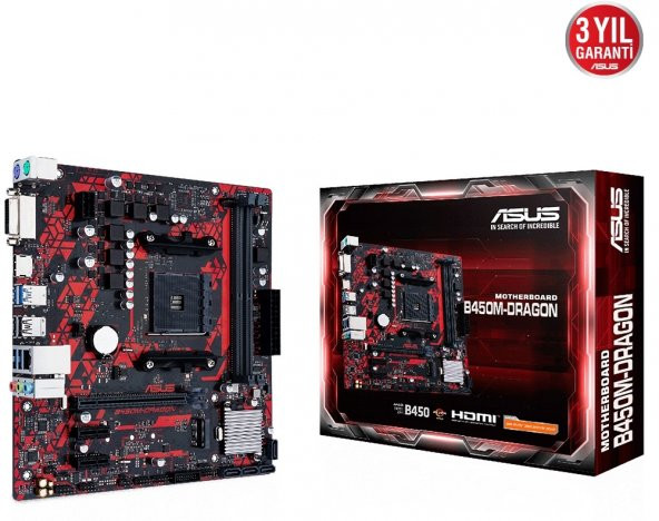 ASUS B450M DRAGON DDR4 4400(OC) DVI-D HDMI M.2 AM4 - 1