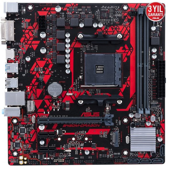 ASUS B450M DRAGON DDR4 4400(OC) DVI-D HDMI M.2 AM4 - 2