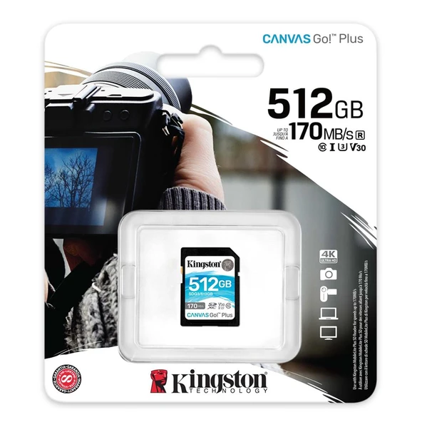 Kingston SDG3-512GB 512GB SDXC Canvas Go Plus 170R C10 UHS-I U3 V30 Hafıza Kartı - 2