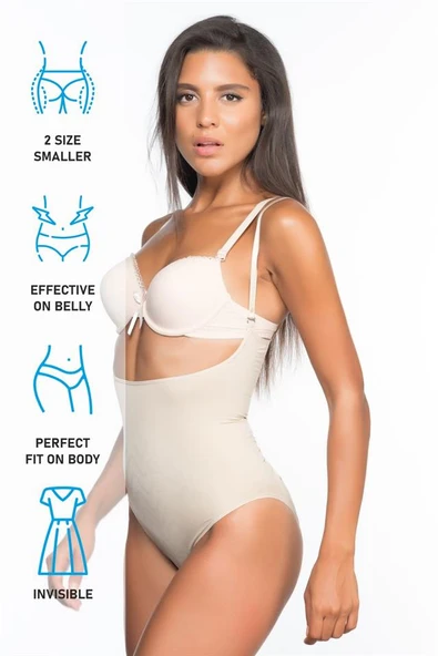 Ten Emay 2073 İnce Göğüsü Açık Desenli Body Korse - Resim 7