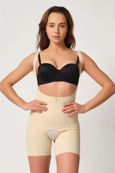 Ten Emay 2834 Göğsü Açık Ferumalı Tül Popo Boy Lazer Korse - Resim 5