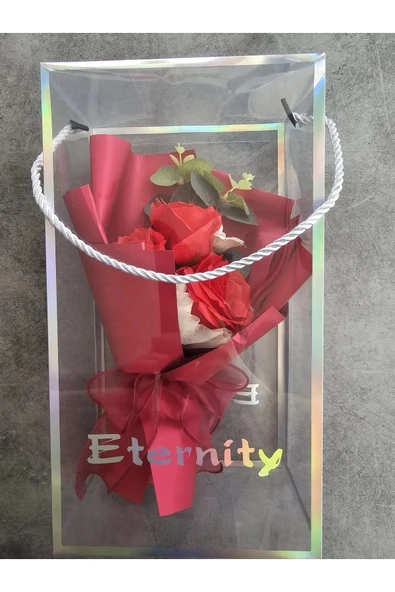 Okaliptuslu Eternity Kırmızı Gül Hediyelik Kutulu Özel Gün Buketi Sevgililer Günü ürün görseli