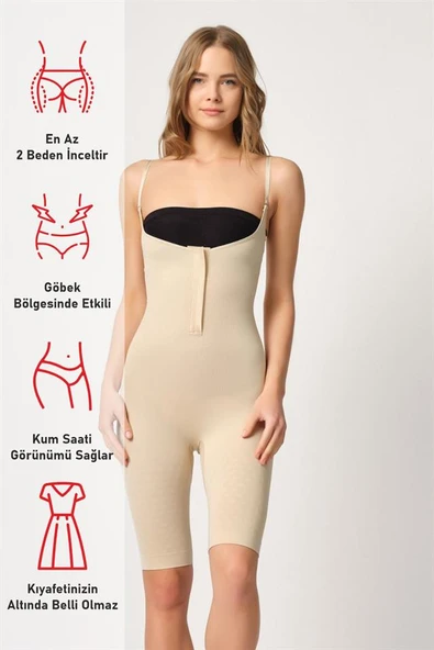 Ten Emay 2093 Ön Agraflı Göğsü Açık Paçalı Boy Korse - Resim 6