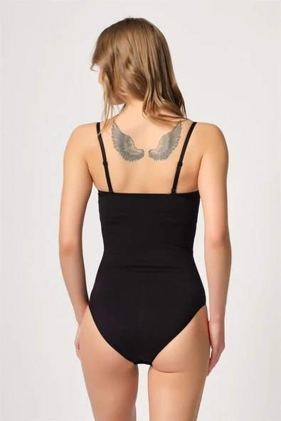 Siyah Emay 2043 Göğsü Açık Agraflı Body Korse - 5