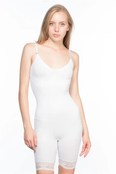 Beyaz Emay 2031 Paçalı Dantelli Boy Korse - Resim 5