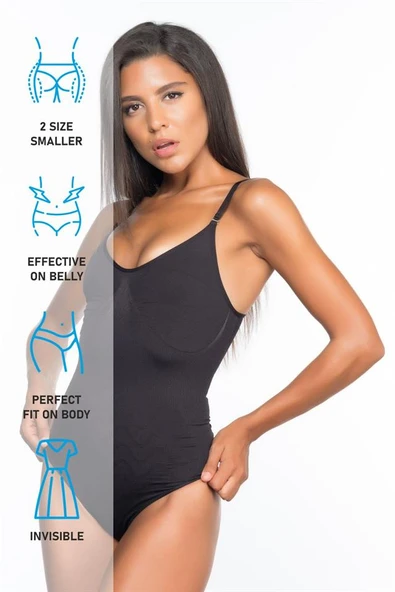 Siyah Emay 2072 İnce Body Korse - Resim 7