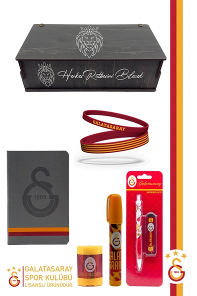 Galatasaray Orijinal Lisanslı Kalem Bileklik Bloknot Hediyelik Set