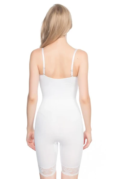 Beyaz Emay 2031 Paçalı Dantelli Boy Korse - Resim 4
