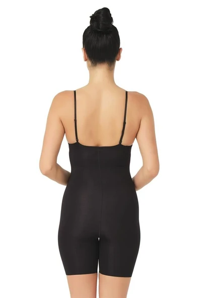 Siyah Emay 2758 Lazer Kesim Göğsü Açık Boxer  Korse - Resim 4