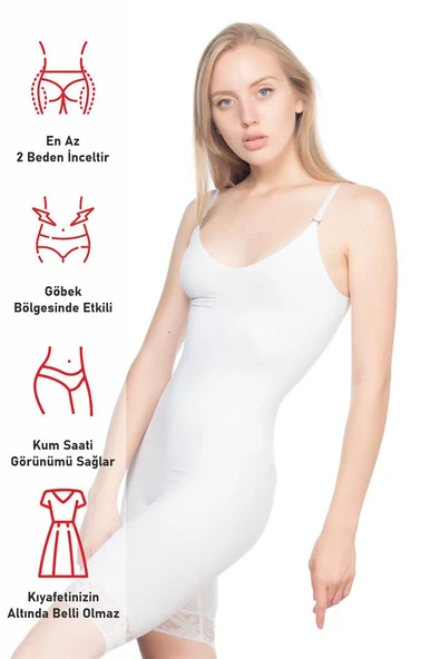 Beyaz Emay 2031 Paçalı Dantelli Boy Korse - Resim 6