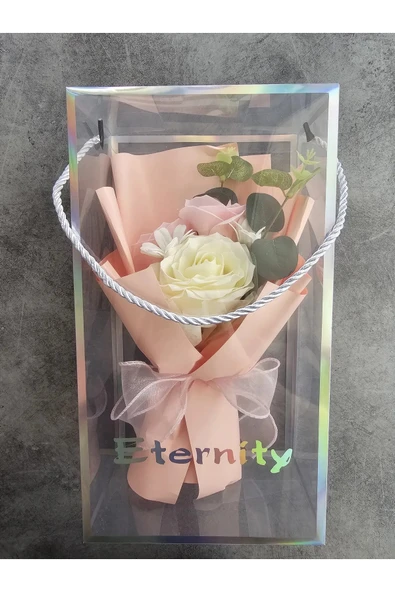 Okaliptuslu Eternity Pembe Gül Hediyelik Kutulu Özel Gün Buketi Sevgililer Günü