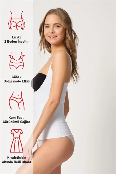 Beyaz Emay 2946 Göğüs Altı Balen Destekli Atlet Korse - Resim 6