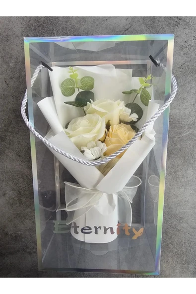 Okaliptuslu Eternity Beyaz Gül Hediyelik Kutulu Özel Gün Buketi Sevgililer Günü ürün görseli