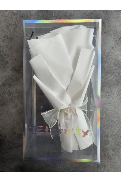 Okaliptuslu Eternity Beyaz Gül Hediyelik Kutulu Özel Gün Buketi Sevgililer Günü - Resim 2