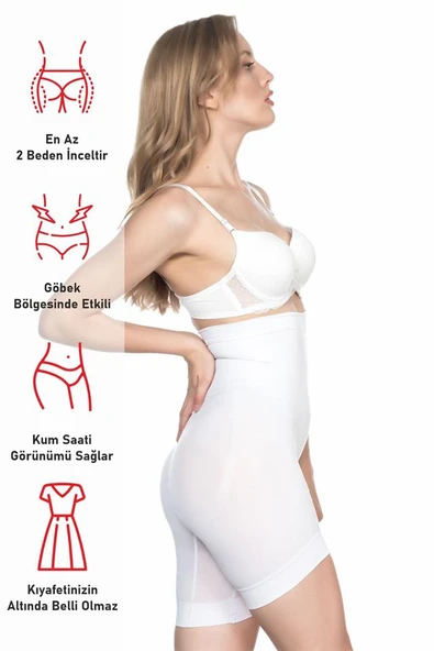Beyaz Emay 2056 Yüksek Bel Masajlı Uzun Paça Korse - Resim 6