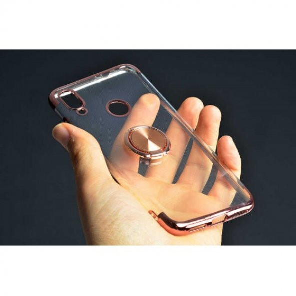 Xiaomi Redmi Note 7 Kılıf Manyetik Yüzüklü Standlı Kamera Korumalı Şeffaf Silikon Kapak - 7
