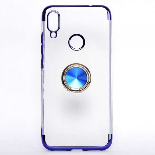 Xiaomi Redmi Note 7 Kılıf Manyetik Yüzüklü Standlı Kamera Korumalı Şeffaf Silikon Kapak - 11