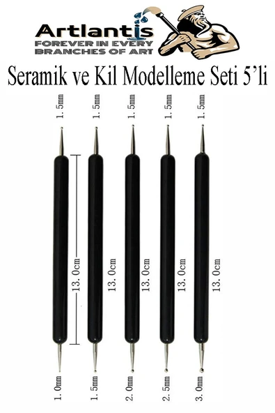 Seramik Kil Çömlek Şekillendirici 5 li 1 Paket Seramik Modelaj Oyma Seti Heykel Hobi Tasarım Deri Oyma Çizim Kalemi - 3