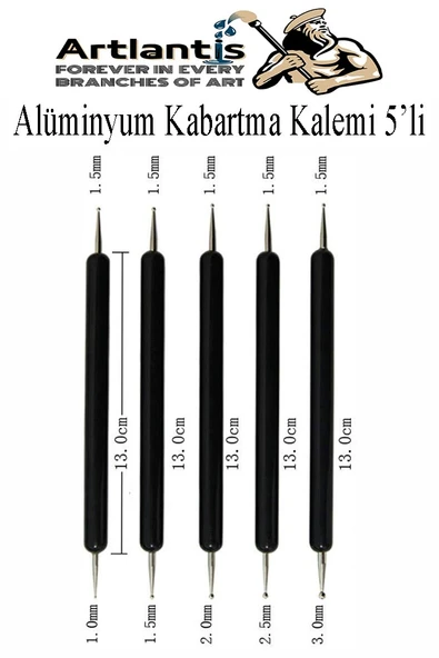 Ahşap Alüminyum Kabartma Kalemi 5 li 1 Paket Aliminyum Folyo Kabartma Çift Uçlu İzleme Noktalama Kalemi Gravür - 3