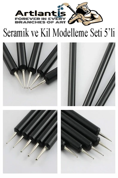 Seramik Kil Çömlek Şekillendirici 5 li 1 Paket Seramik Modelaj Oyma Seti Heykel Hobi Tasarım Deri Oyma Çizim Kalemi - 2