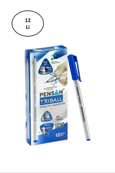 Pensan Triball Tükenmez Kalem 1 Mm Mavi 12'li