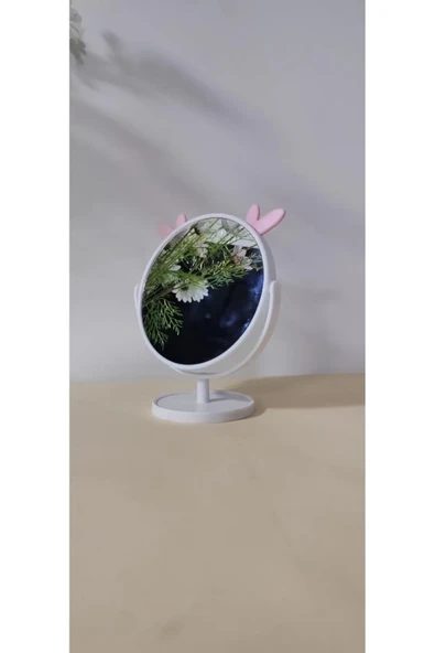 SHETHINK GEYİK KULAKLI DEKORATİF MASA AYNASI MU-50-BEYAZ - 2