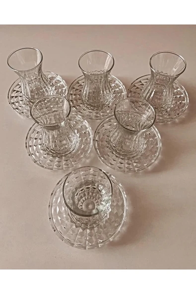 Alin Adela 6'lı Cam Çay Tabağı Çay Tabak Altlığı Royaleks-RYG8030 - 4