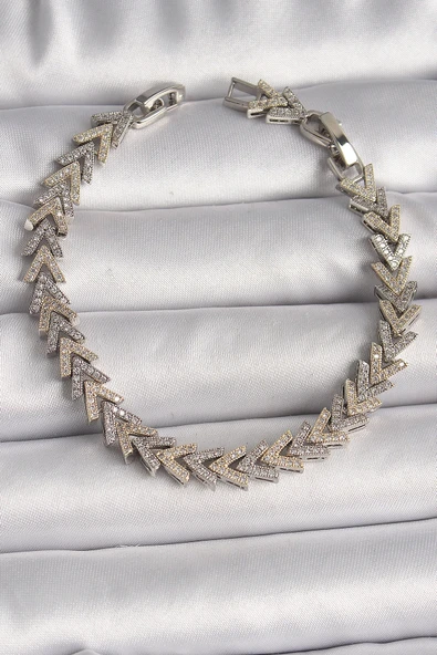 MuI MuI Pirinç Mix Renk Zirkon Taşlı Ok Model VIP Seri Kadın Bileklik