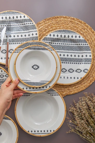 Saba 24 Parça 6 Kişilik Porselen Yemek Takımı - 3