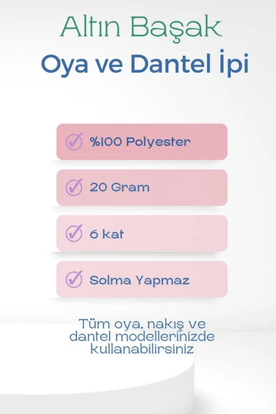 3 Adet Altınbaşak Oya ve Dantel İpi 20 gr - Royaleks - No: 020 - 2