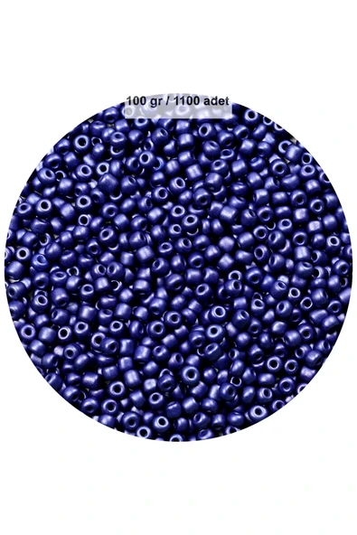 Lacivert Renk 4 mm Yaklaşık 1100 adet / 100 gram Cam Boncuk Oya Yazma Bileklik ve Kolye ürün görseli