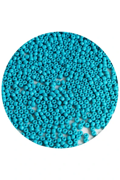 Turquaz Mavi Renk 4 mm Yaklaşık 1100 adet / 100 gram Cam Boncuk Oya Yazma Bileklik ve Kolye - 4