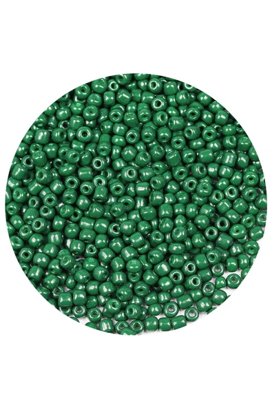 Koyu Yeşil Renk 4 mm Yaklaşık 220 adet/20 gram Cam Boncuk Oya Yazma Bileklik ve Kolye - Resim 2