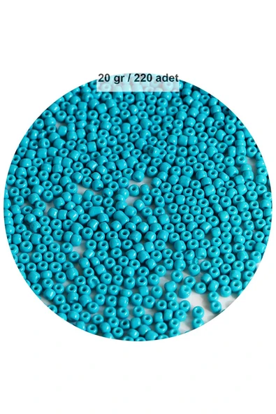 Turquaz Mavi Renk 4 mm Yaklaşık 220 adet/20 gram Cam Boncuk Oya Yazma Bileklik ve Kolye ürün görseli
