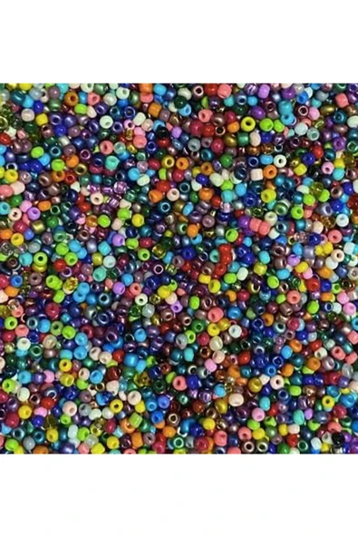 Karışık Renk 4 mm Yaklaşık 1100 adet / 100 gram Cam Boncuk Oya Yazma Bileklik ve Kolye - 3