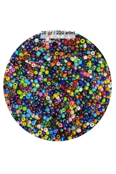 Karışık Renk 4 mm Yaklaşık 220 adet/20 gram Cam Boncuk Oya Yazma Bileklik ve Kolye ürün görseli