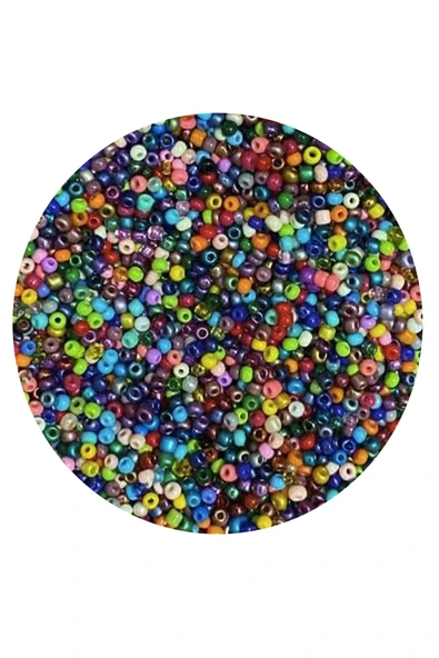 Karışık Renk 4 mm Yaklaşık 220 adet/20 gram Cam Boncuk Oya Yazma Bileklik ve Kolye - Resim 2