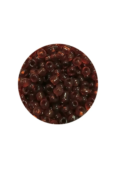 Dökme Cam Kum Boncuk (8/0) 3 mm - 60 Gram - Şeffaf Koyu Kahve - BNC200 - 2