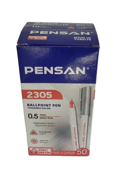 Pensan Büro Tükenmez Kalem 0.5 Mm. Kırmızı 50'li