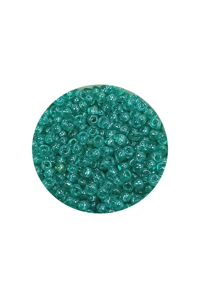 Dökme Cam Kum Boncuk (11/0) 2 mm - 60 Gram -  Şeffaf Yeşil - BNC049 - 2