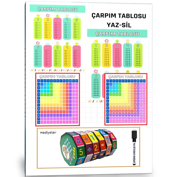 Çarpım Tablosu YAZ-Sil (Dört İşlem KÜPÜ Hediyeli)
