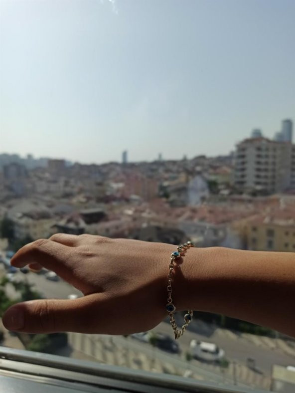 Beşli Nazar Boncuklu Altın Bileklik - 2