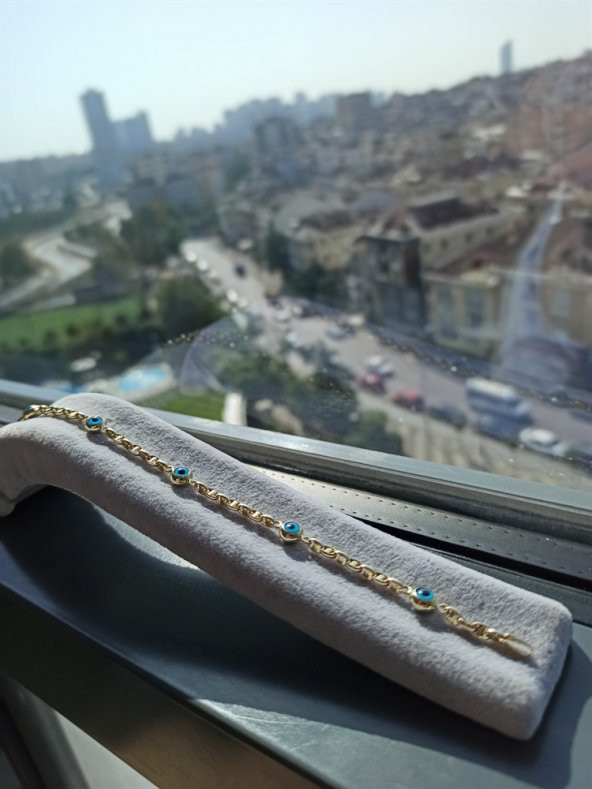 Beşli Nazar Boncuklu Altın Bileklik - 4