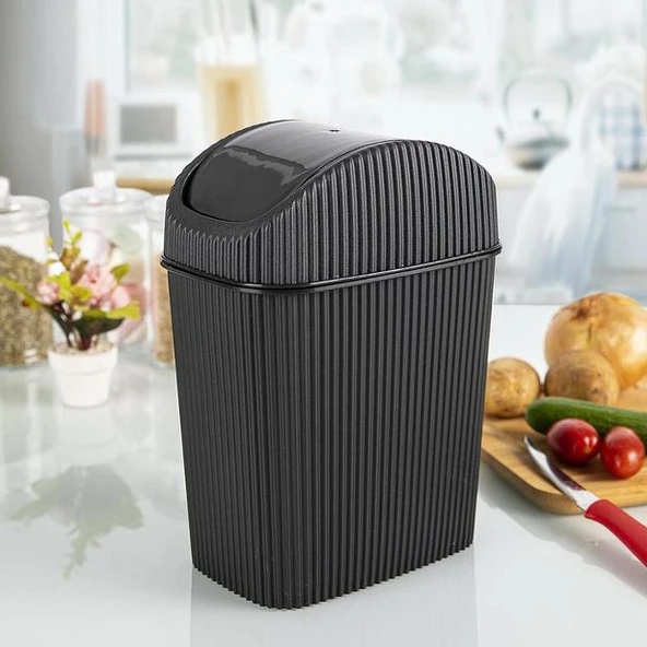 Döner Kapaklı Mini Çöp Kovası 2.5 LT - SIYAH MS58-81920S - 2