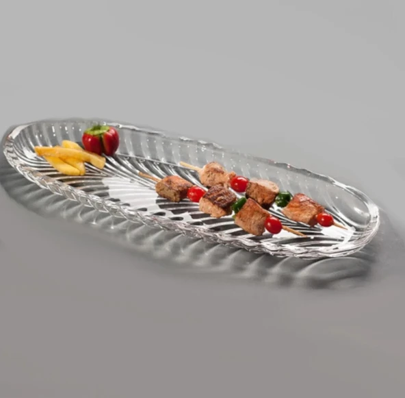 Balık Sırtı Kayık Model Cam Sunum Tabağı Orta Boy 33 cm - Resim 2