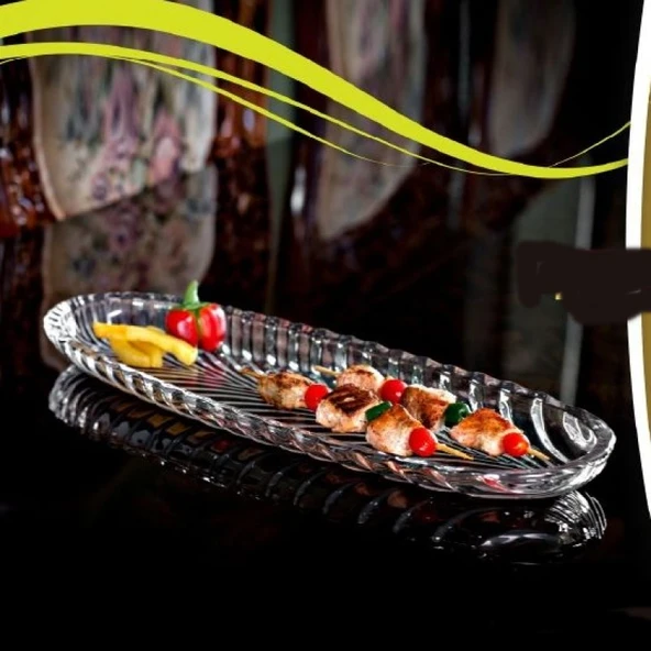 Balık Sırtı Kayık Model Cam Sunum Tabağı Orta Boy 33 cm ürün görseli