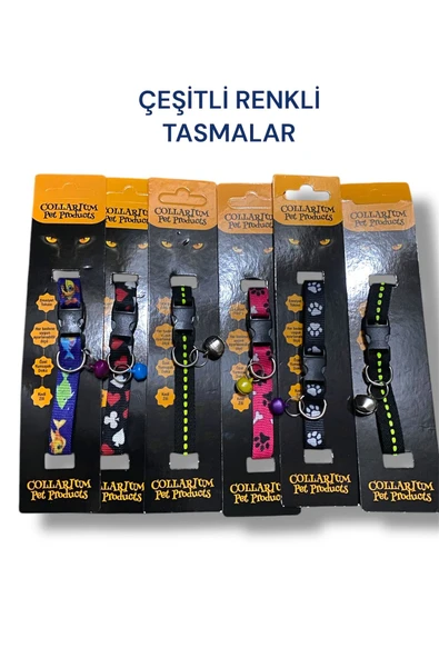 Çeşitli Desenli Renkli Kedi Köpek Zilli Tasma 1 ADET