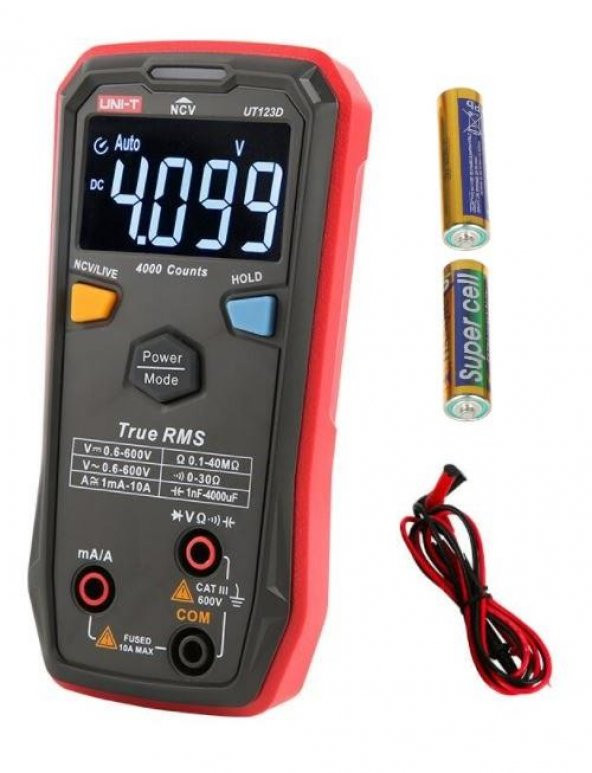Unı-T Ut123d True Rms Cep Tip Akıllı Dijital Multimetre Ncv/Live 600V Ac/Dc 10A Ac/Dc
