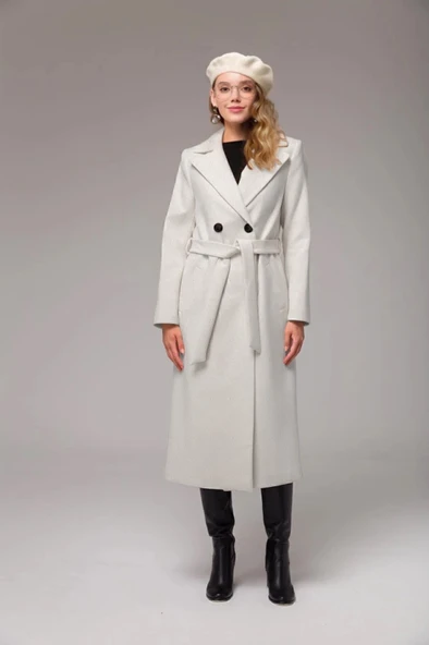 Kaşe Kaşmir Ekru Kadın Kaban - 3