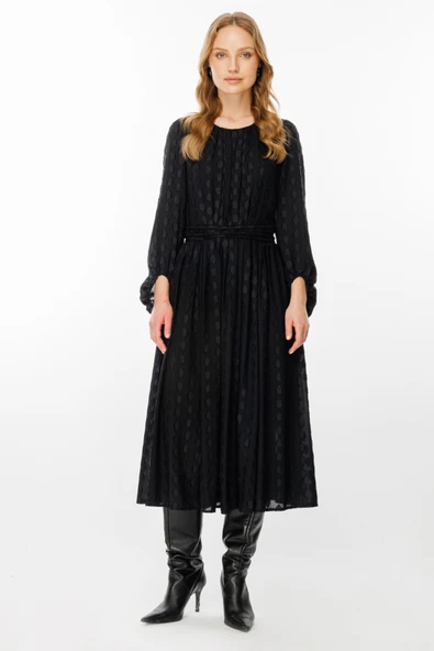 Ekol Midi Günlük Elbise - Uzun Kol - Minimalist Tarz ürün görseli 1